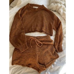 Sabo Skirt O. Vianca Brown Knit Lounge Set Small